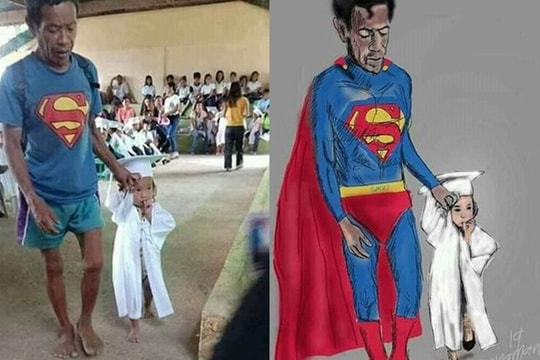 Xúc động với hình ảnh ông bố "Superman" đi chân trần đến dự lễ tốt nghiệp mầm non của con gái