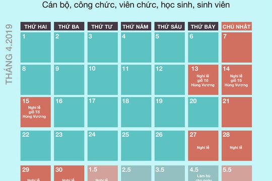 Chi tiết lịch nghỉ lễ dịp lễ 30/4 và ngày Quốc tế lao động 1/5