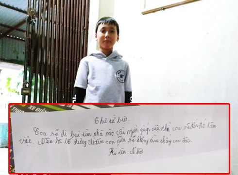 Đã tìm thấy cậu bé 11 tuổi viết thư từ biệt gia đình để đi "lập nghiệp"