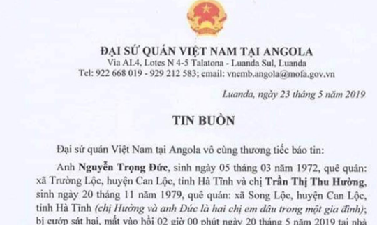 Hai lao động Việt Nam bị cướp sát hại tại Angola