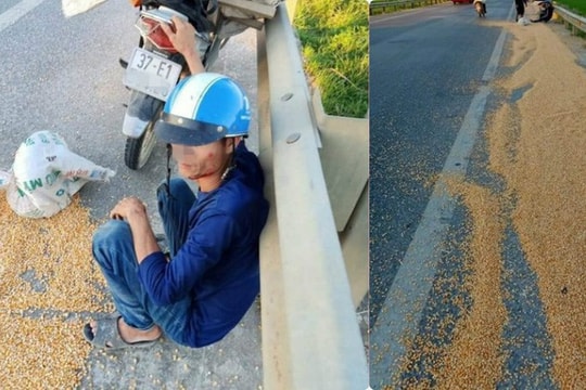 Người phụ nữ ngã ra đường vì đi vào đoạn đường phơi thóc trơn trượt gây tranh cãi MXH