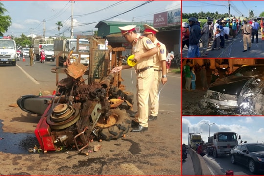 Tin tức TNGT ngày 13/6/2019: Xe công nông gẫy trục tông xe máy, 7 người trọng thương