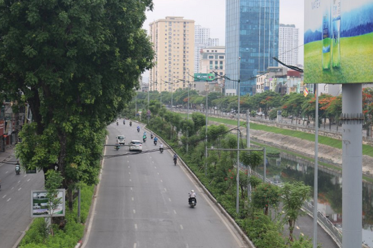 Ảnh: Đường Láng thay đổi bất ngờ sau khi được phủ kín cây xanh và hoa lá