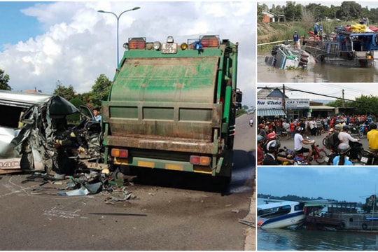 Tin tức TNGT ngày 23/6: Tài xế chở 11 người buồn ngủ, tông mạnh xe rác đỗ ven đường