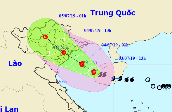 Bão số 2 giật cấp 11 vào vịnh Bắc Bộ, miền Bắc và miền Trung có mưa lớn