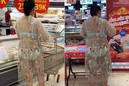 Phát hoảng với hình ảnh người phụ nữ ăn mặc phản cảm giữa siêu thị lớn ở Hà Nội