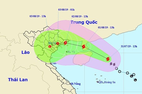 Bão số 3 dự báo vào Vịnh Bắc Bộ chiều 1/8