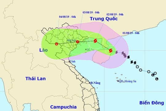 Thời tiết ngày 1/8: Tối nay, cơn bão số 3 sẽ đi vào phía Bắc Vịnh Bắc Bộ