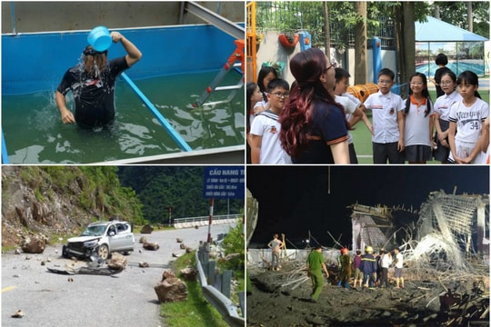 Ảnh tuần qua: Chuyên gia Nhật Bản rửa mặt, tắm tại bể xử lý nước ở sông Tô Lịch