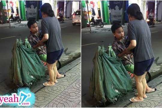 Hình ảnh cậu bé chăm chỉ lượm ve chai nuôi mẹ bị bệnh gây xúc động