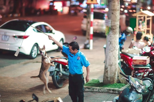 Hình ảnh bác bảo vệ và chú chó đùa nghịch cùng nhau và câu chuyện đằng sau gây xúc động