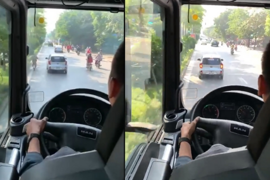 Mặc xe cứu hỏa hú còi, ô tô con vẫn nghênh ngang không nhường đường