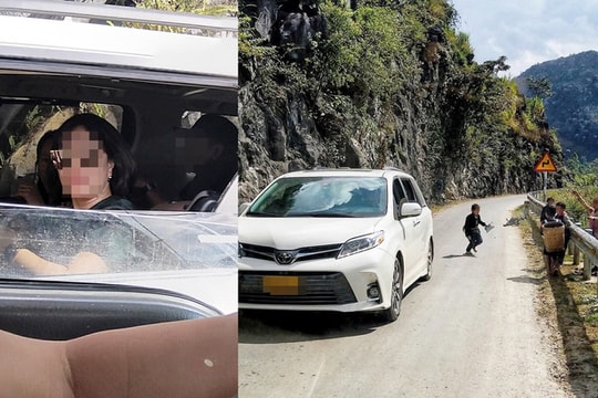 Người phụ nữ ngồi trong ô tô ném kẹo cho nhóm trẻ vùng cao khiến dân mạng bất bình