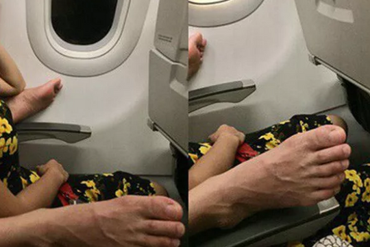 Hành khách vô tư gác chân lên thành ghế phía trước trên máy bay khiến dân mạng ngao ngán