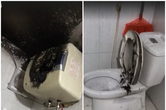 Clip bình nóng lạnh trong nhà tắm phát nổ, cháy đen khiến nhiều người khiếp sợ