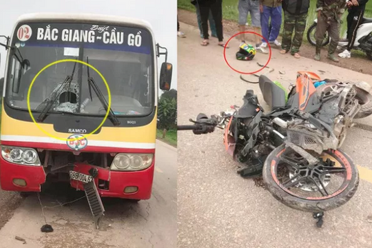 Hiện trường vụ tai nạn giữa xe buýt và xe máy khiến tất cả sợ hãi
