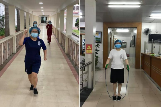 Y bác sĩ Bệnh viện Bạch Mai tập thể dục, lạc quan chiến đấu chống dịch COVID-19