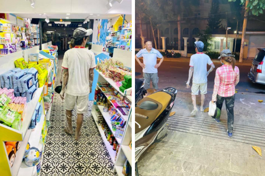 Anh thợ xây dẫn vợ bầu bị lấm bẩn vào cửa hàng, hành động sau đó khiến nhiều ngưỡng mộ