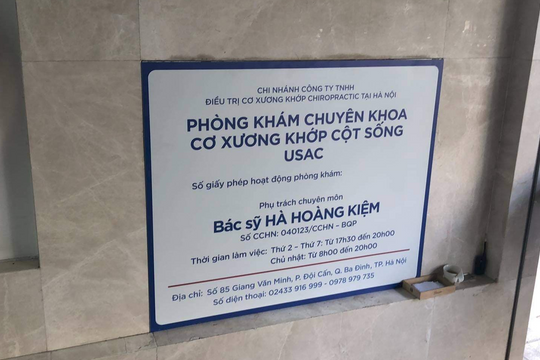 Phòng khám Chuyên khoa Cơ xương khớp cột sống USAC hoạt động khi chưa có giấy phép?