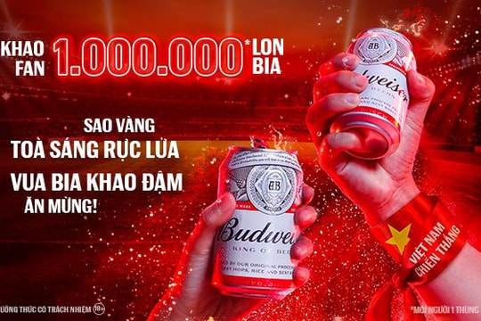 Phủ đỏ Việt Nam bằng 1.000.000 lon bia, Budweiser cùng cổ động viên ăn mừng cực độc