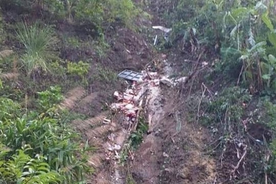 Xe tải mất lái lao xuống vực, ba người thương vong