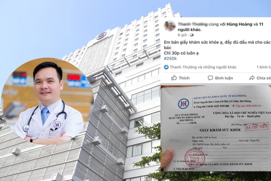 Rao bán giấy khám sức khỏe của Bệnh viện Đa khoa Quốc tế Hải Phòng với giá 250 nghìn đồng