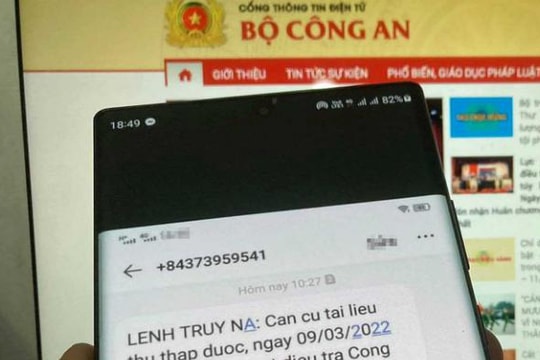 Bộ Công an cảnh báo tình trạng giả mạo 'lệnh truy nã' qua tin nhắn
