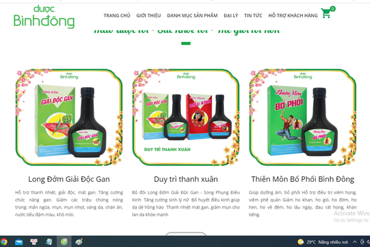Các sản phẩm Dược Bình Đông có dấu hiệu quảng cáo sai phép