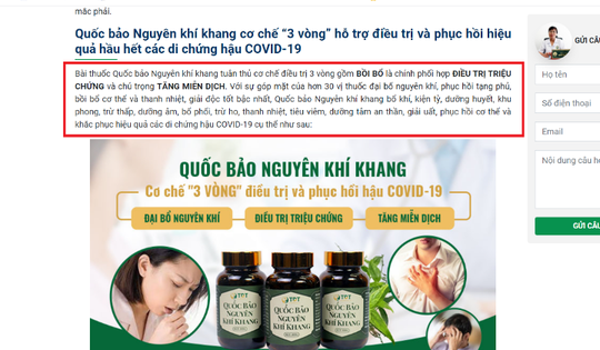Công ty Thuốc dân tộc tự công bố bài thuốc điều trị hậu COVID-19?