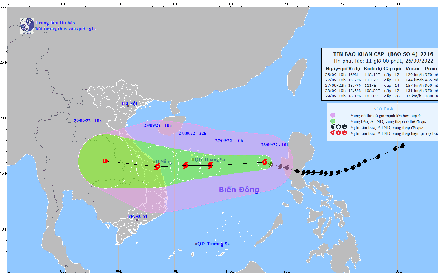 Bão Noru tăng cấp, mở rộng vùng rủi ro thiên tai cấp 4