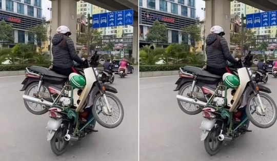 CSGT Hà Nội xác minh hai xe máy ‘làm xiếc’ trên phố