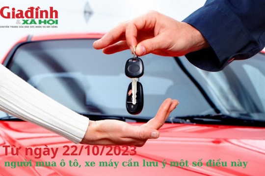 Từ ngày 22/10/2023 người mua ô tô, xe máy cần lưu ý một số điều này