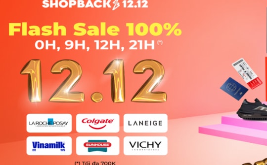 ShopBack Sale 12.12: Lì xì sớm cho người dùng 4 sàn, tăng hoàn tiền cho 3 ngành hàng