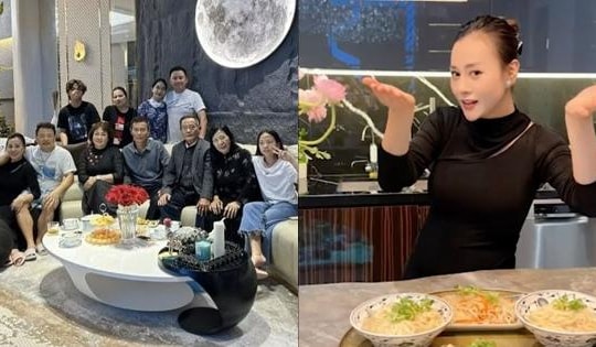Mẹ bầu Phương Oanh trổ tài nấu ăn chiêu đãi gia đình 2 bên trong cơ ngơi mới, Shark Bình tấm tắc khen vợ