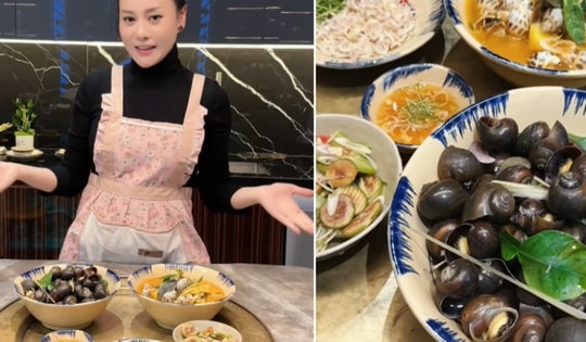 Phương Oanh chăm chỉ vào bếp trổ tài nấu toàn món ngon, bật mí làm món ốc luộc ấm trời Đông