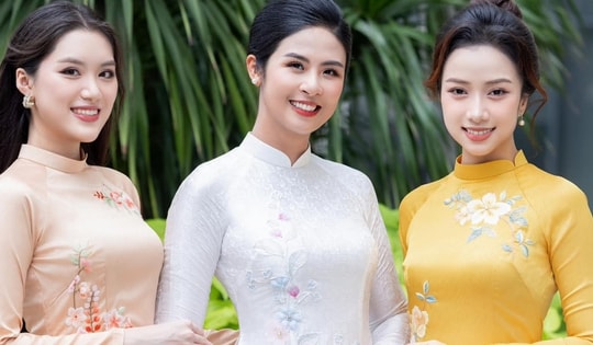 'Hút mắt' với loạt áo dài của hoa hậu Ngọc Hân cùng 17 nhà thiết kế tại Văn Miếu Quốc Tử Giám