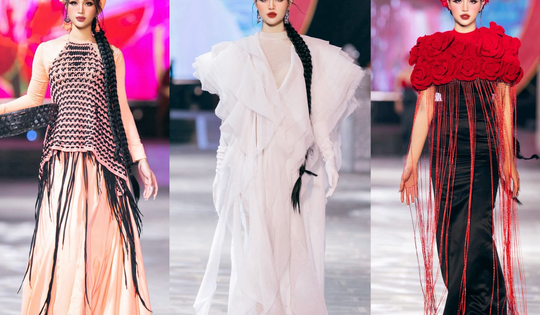Minh Anh đọ sắc cùng Hoa hậu Hương Giang trong fashion show 'Nguyện ước chốn thiêng'