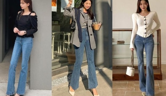 Quần jeans ống loe đang "hot" không kém quần ống rộng và 4 cách mặc sành điệu, siêu tôn dáng