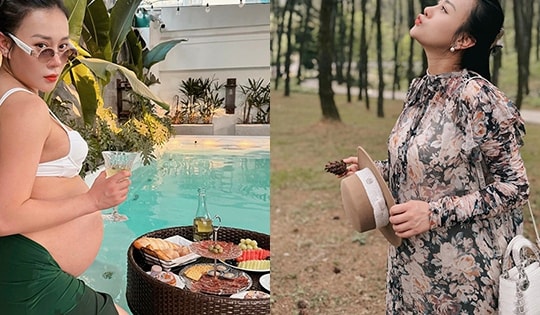 Phương Oanh tăng 20kg ở tháng cuối thai kỳ, khẳng định chưa sinh em bé