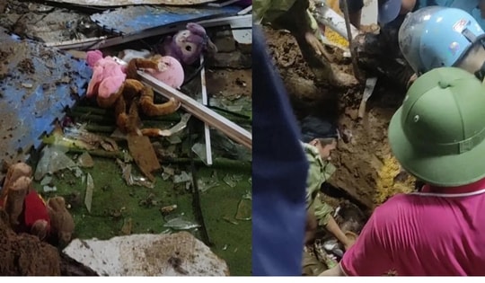 Hiện trường vụ sạt lở đất do mưa lớn khiến 3 trẻ nhỏ tử vong ở Hà Nội