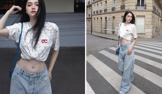 Hương Giang khoe vòng eo con kiến trên đường phố Paris