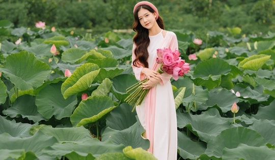 Sen hồ Tây nở rộ, dịch vụ chụp ảnh, trang điểm và thuê trang phục lại rộn ràng