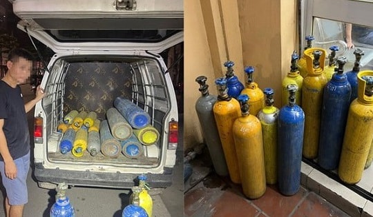 Bắt quả tang người vận chuyển 15 bình 'khí cười'