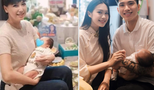 Mẹ vợ Đoàn Văn Hậu gây chú ý khi chăm cháu ngoại