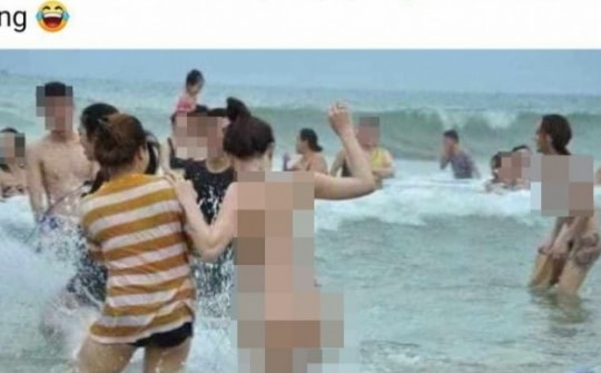 Nữ du khách “khỏa thân” tắm biển giữa đông người không phải ở Sầm Sơn