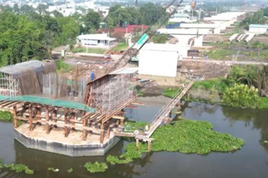 Hình ảnh cầu vượt sông Sài Gòn trên tuyến Vành đai 3 nối TPHCM và Bình Dương