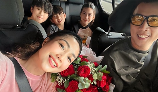Ốc Thanh Vân đưa các con về Việt Nam hội ngộ chồng và gia đình