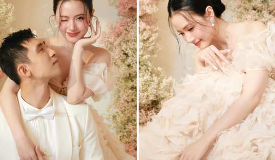 Midu khoe ảnh cưới lãng mạn với chồng thiếu gia Minh Đạt, đáng chú ý là bộ váy 860 triệu đồng