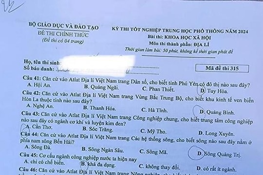 THI TỐT NGHIỆP THPT 2024: Đề thi, gợi ý đáp án MÔN ĐỊA LÝ