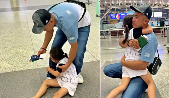 Ông bố Bắc Giang đi xuất khẩu lao động, con gái 7 tuổi khóc, giữ rịt ở sân bay